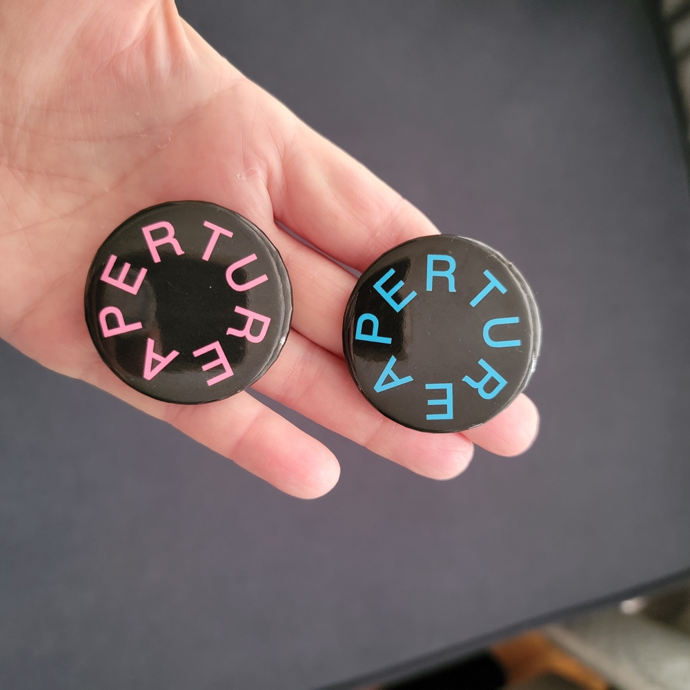 Aperture Black Pins with Pink and Blue Highlights